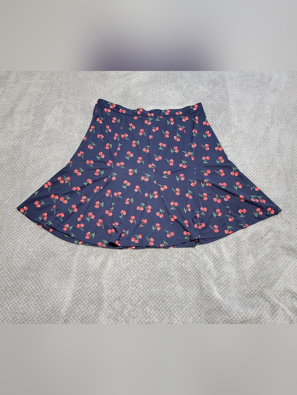 Talbots Navy & Red  Cherry Print  Fit & Flare Skirt Sz 14WP VTG 2015